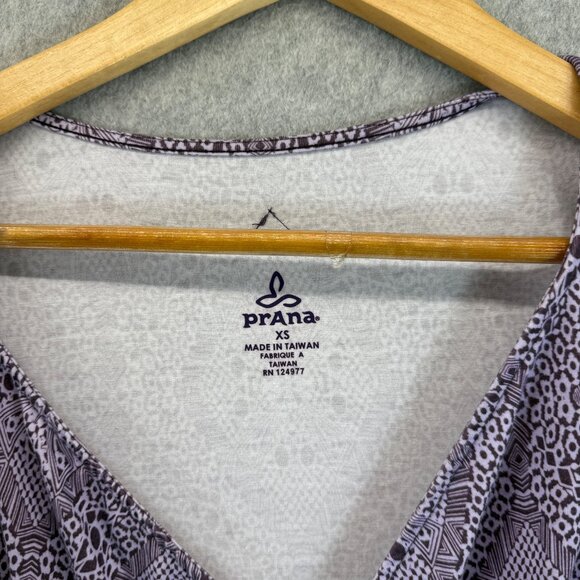 Prana Womens Size XS Purple Dress Patterned Faux Wrap V-Neck Breathe Outdoor - Picture 2 of 16